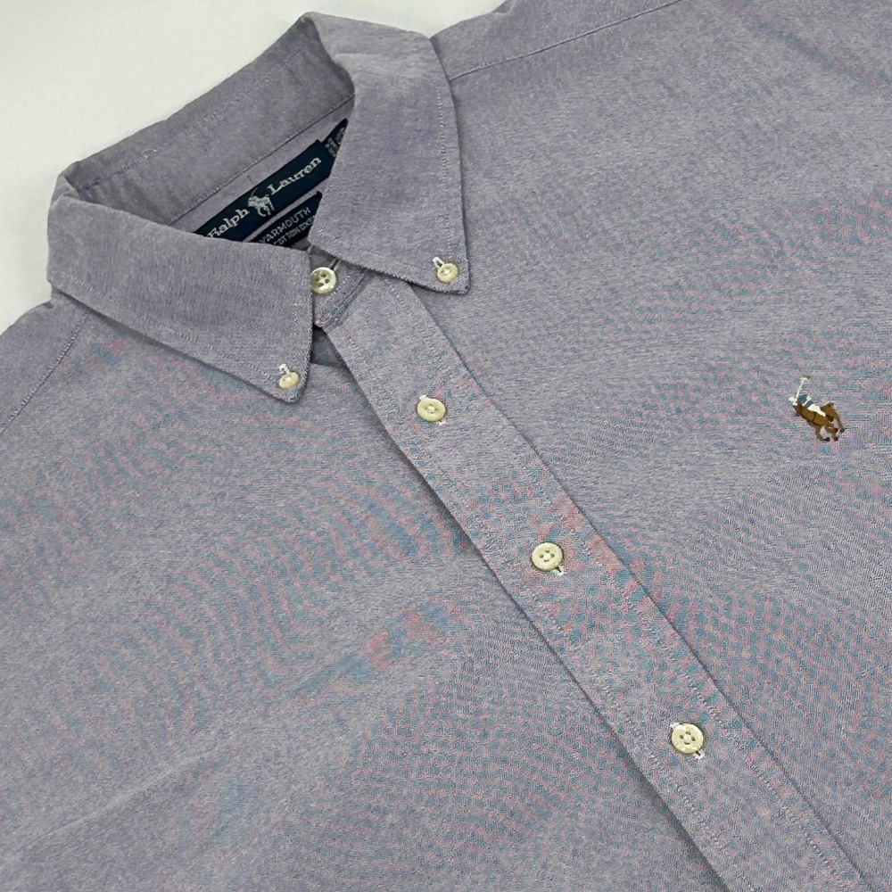 Ralph Lauren Yarmouth Shirt Mens 16.5 34/35 Lavender Oxford Cotton Flesh Pony